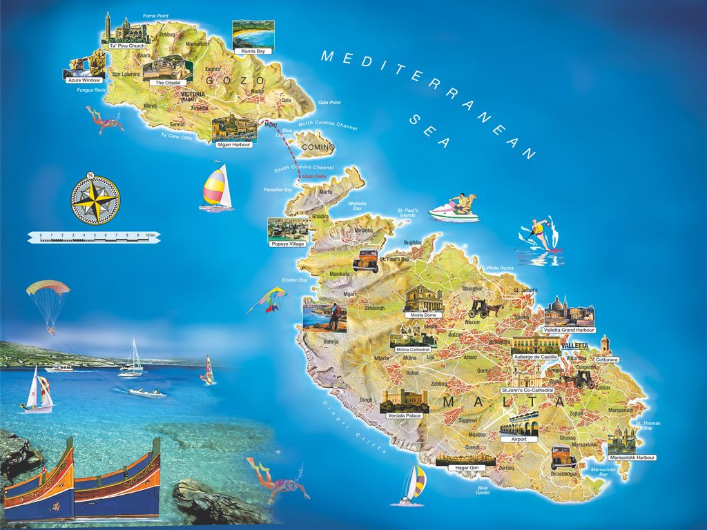 Map showing Malta's position in the central Mediterranean